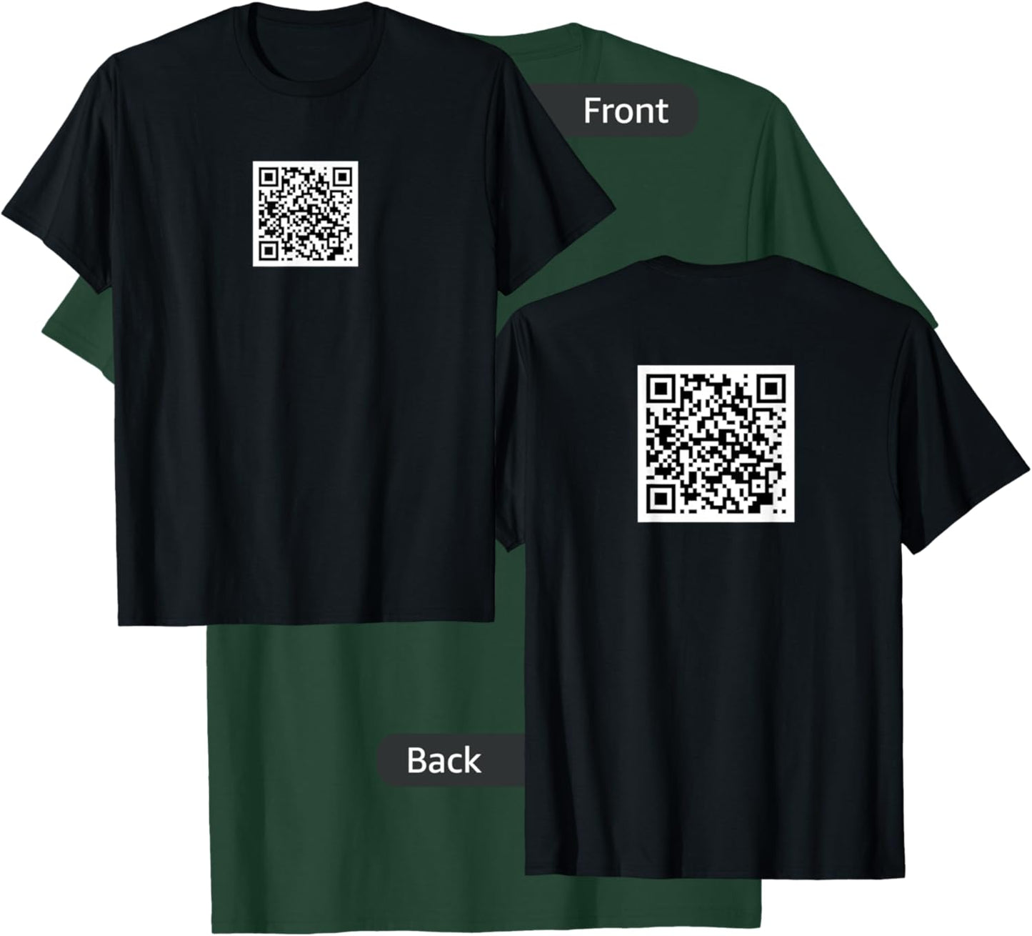ProEvolutio -Adults Rick Roll QR Code - Black, Small - Short Sleeve, Classic Fit - Modern, Casual - Pre-printed QR Code T-Shirt - T-Shirt | Forest