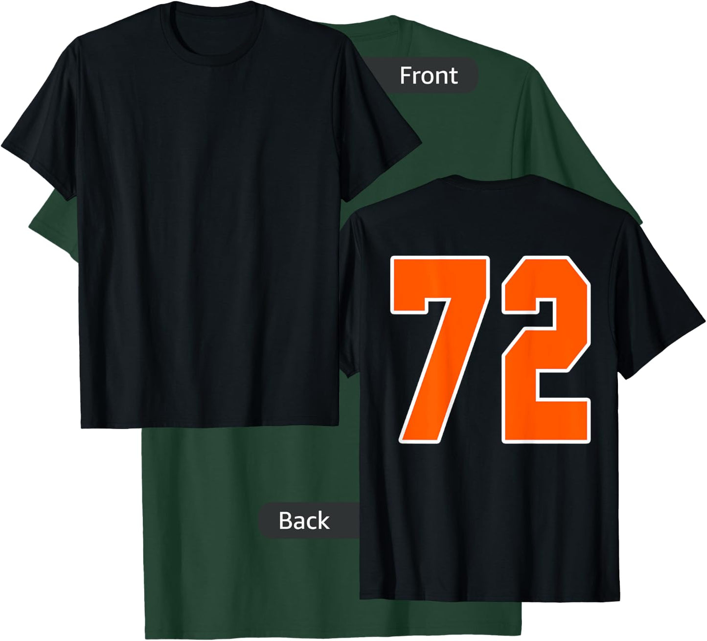 Back Print Orange Sports Block Number 72 For Sports Team T-Shirt - T-Shirt | Forest