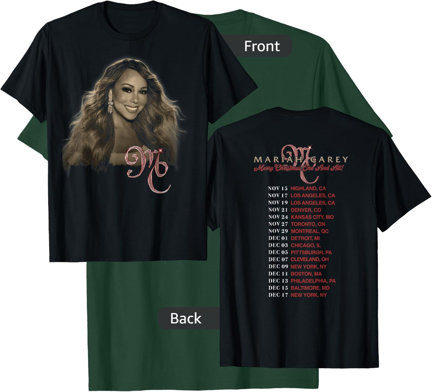Mariah Carey Official Merry Christmas One & All Tour Photo T-Shirt - T-Shirt | Forest