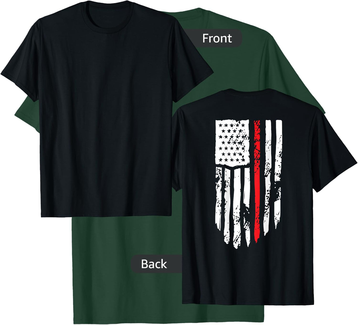 4th Of July Firefighter American Flag Thin Red Line On Back T-Shirt - T-Shirt | Forest