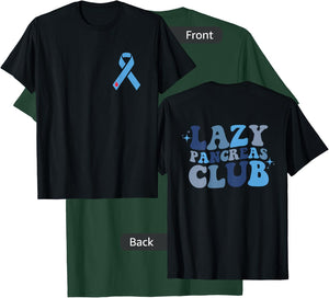 Lazy Pancreas Club Retro Diabetes Awareness Day ON BACK T-Shirt - T-Shirt | Forest