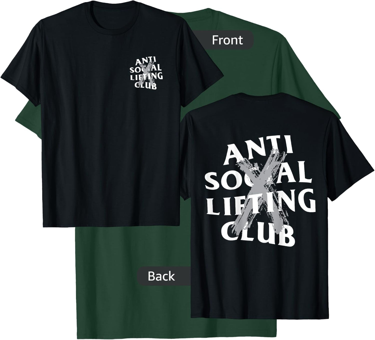 Anti Social Lifting Club: Canceled Gray (Front + Back) T-Shirt - T-Shirt | Forest