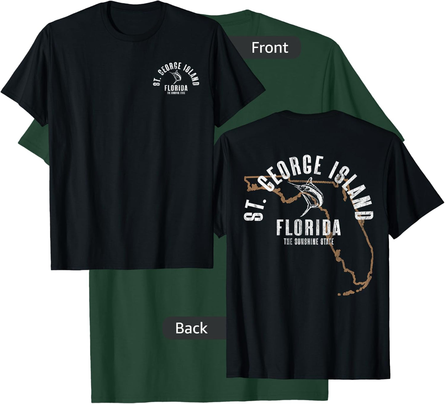 St. George Island Florida FL Retro Vintage Front & Back T-Shirt - T-Shirt | Forest