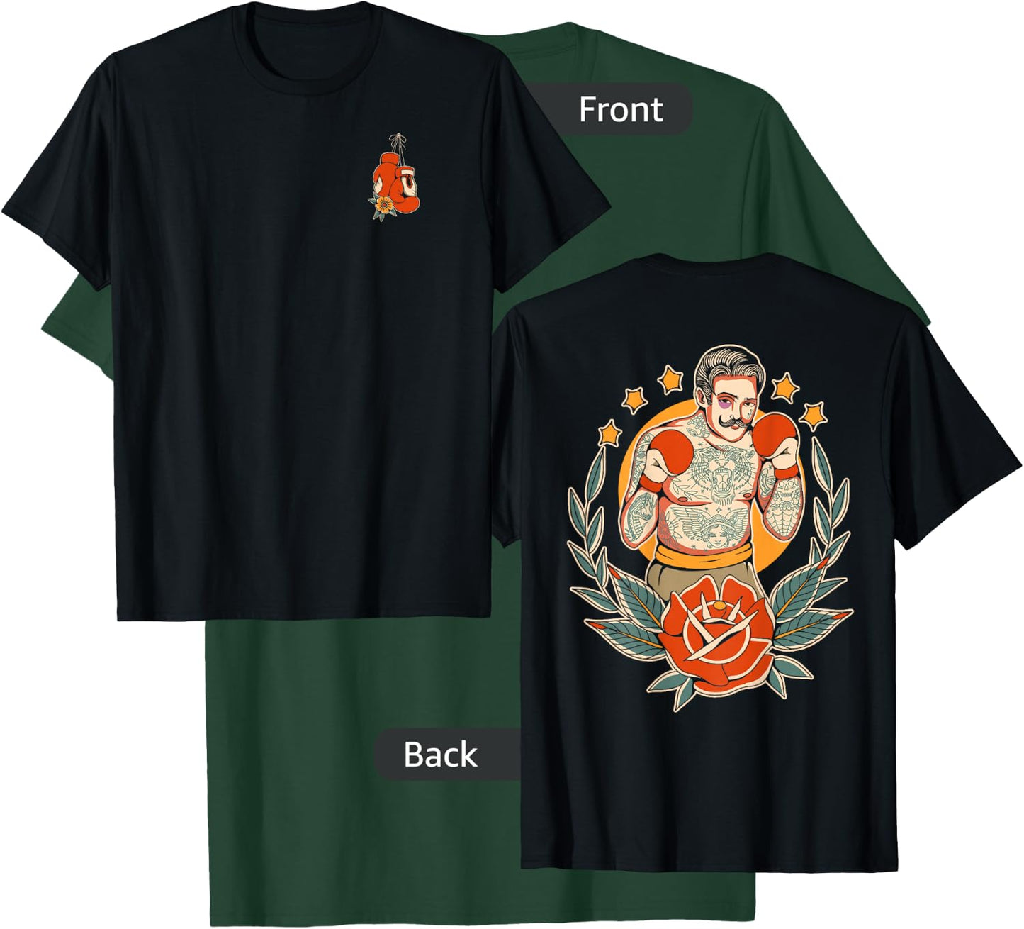 American Traditional Boxer Old School Tattoo Flash Boxing T-Shirt - T-Shirt | Forest
