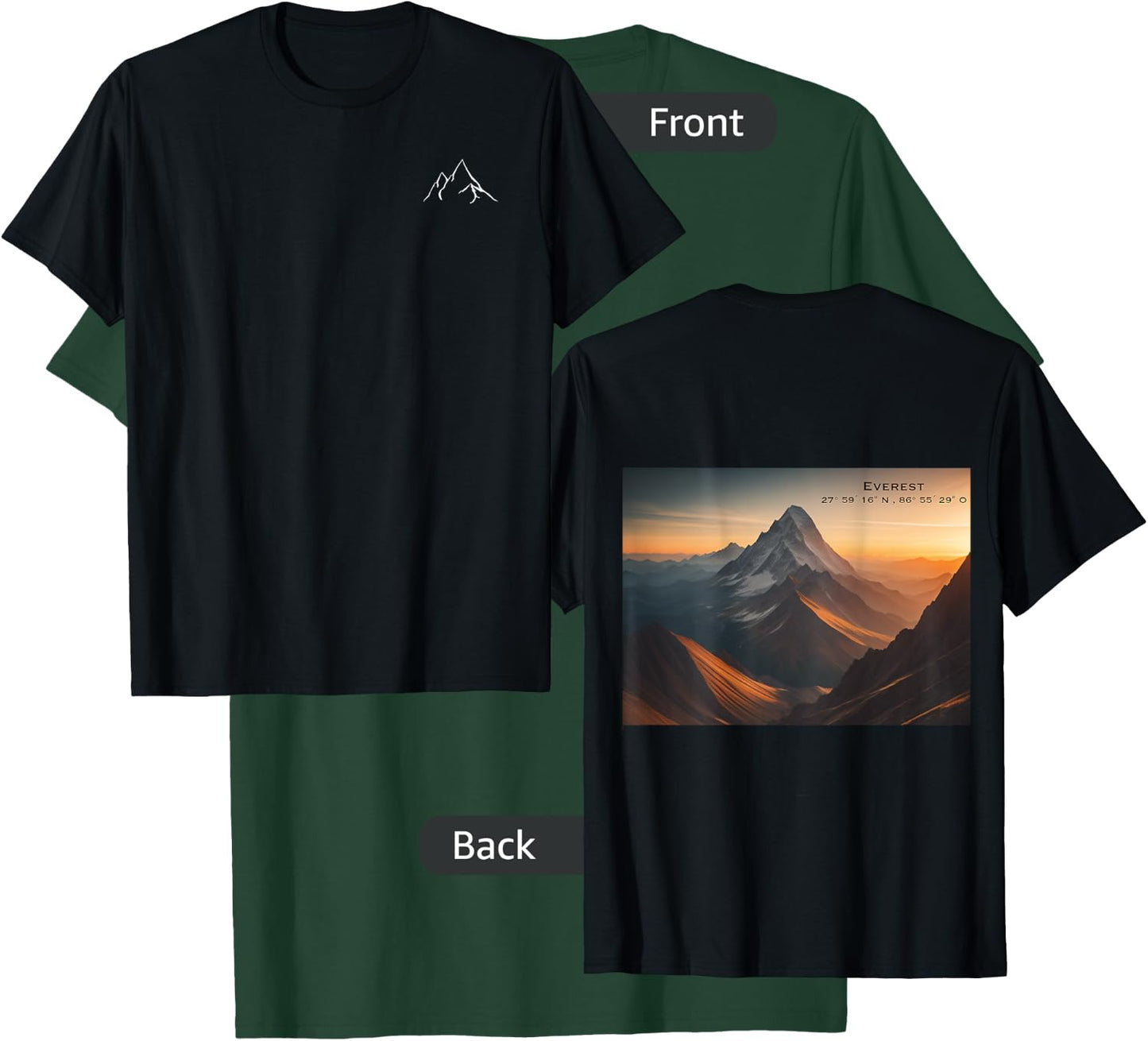Everest Mountain Design with Back Print T-Shirt - T-Shirt | Forest