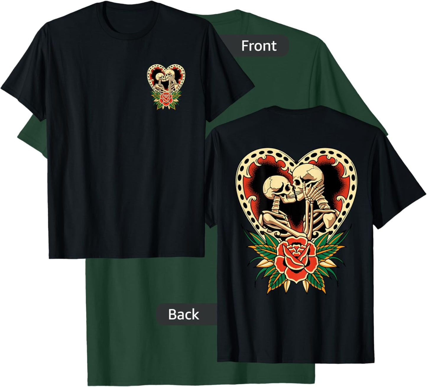 The Lovers Skeletons Vintage Traditional Tattoo Retro Alt T-Shirt - T-Shirt | Forest