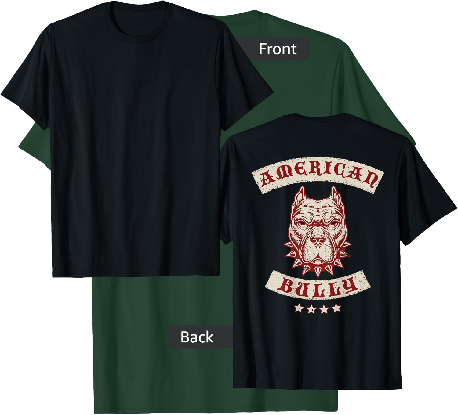 American Bully Pit Bull Dog Breed MC Style (Design on Back) T-Shirt - T-Shirt | Forest