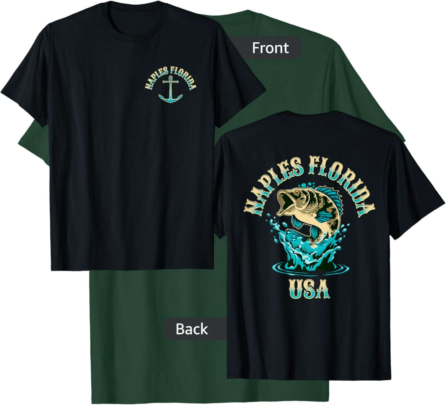 Naples Florida USA Fishing Design T-Shirt - T-Shirt | Forest