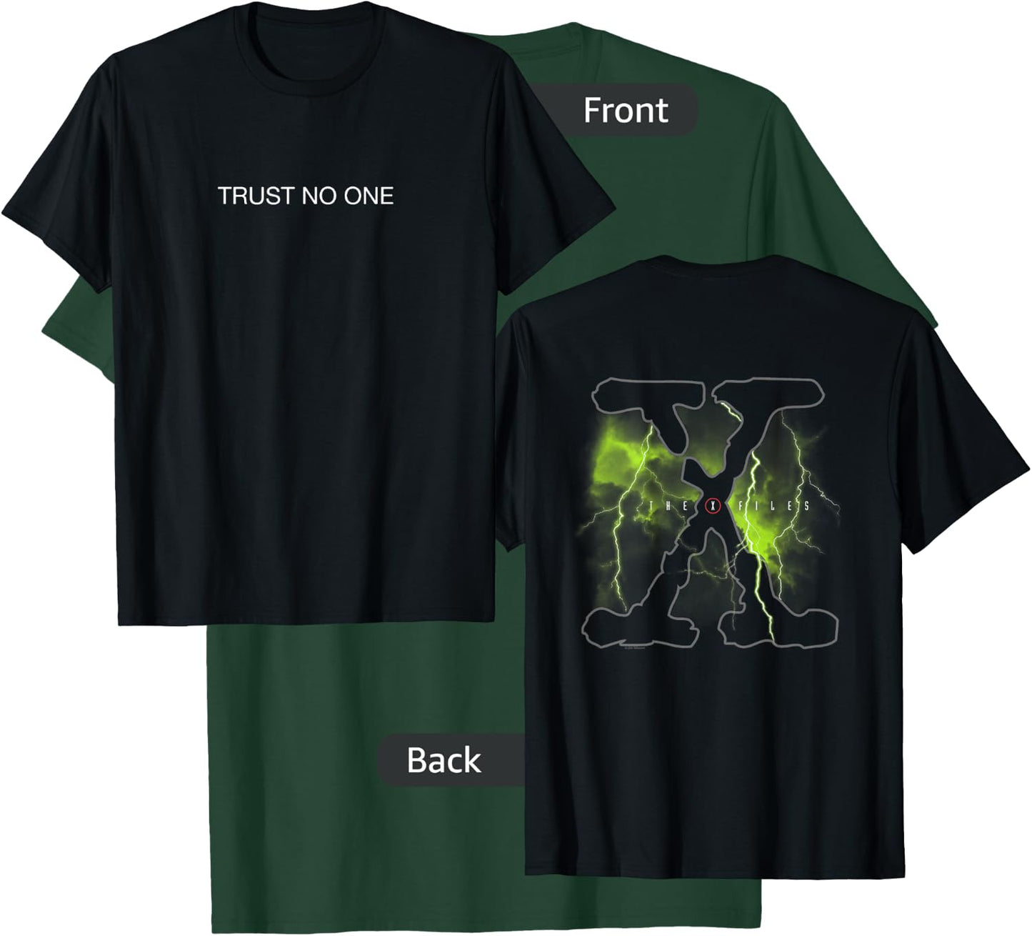 The X-Files Front and Back Trust No One with Logo 90's TV T-Shirt - T-Shirt | Forest