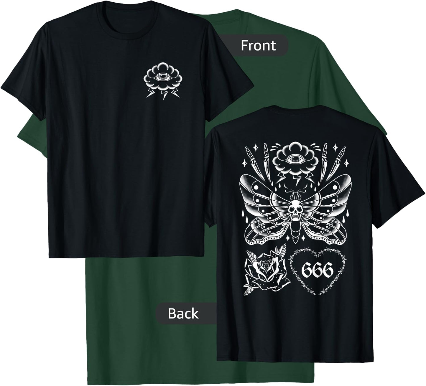 American Traditional Tattoo Edgy Vintage Old School Flash T-Shirt - T-Shirt | Forest
