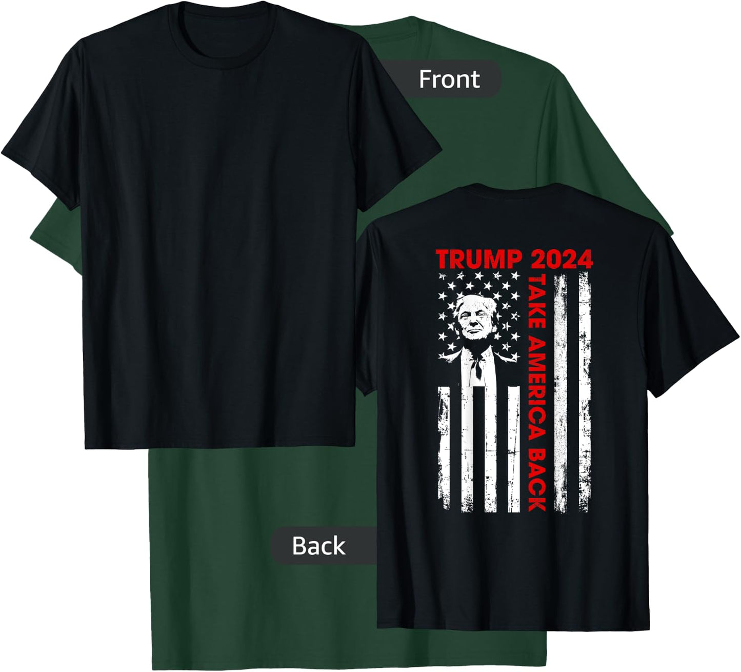 Donald Trump 2024 Take America Back American Flag (ON Back) Kids Men T-Shirt - T-Shirt | Forest