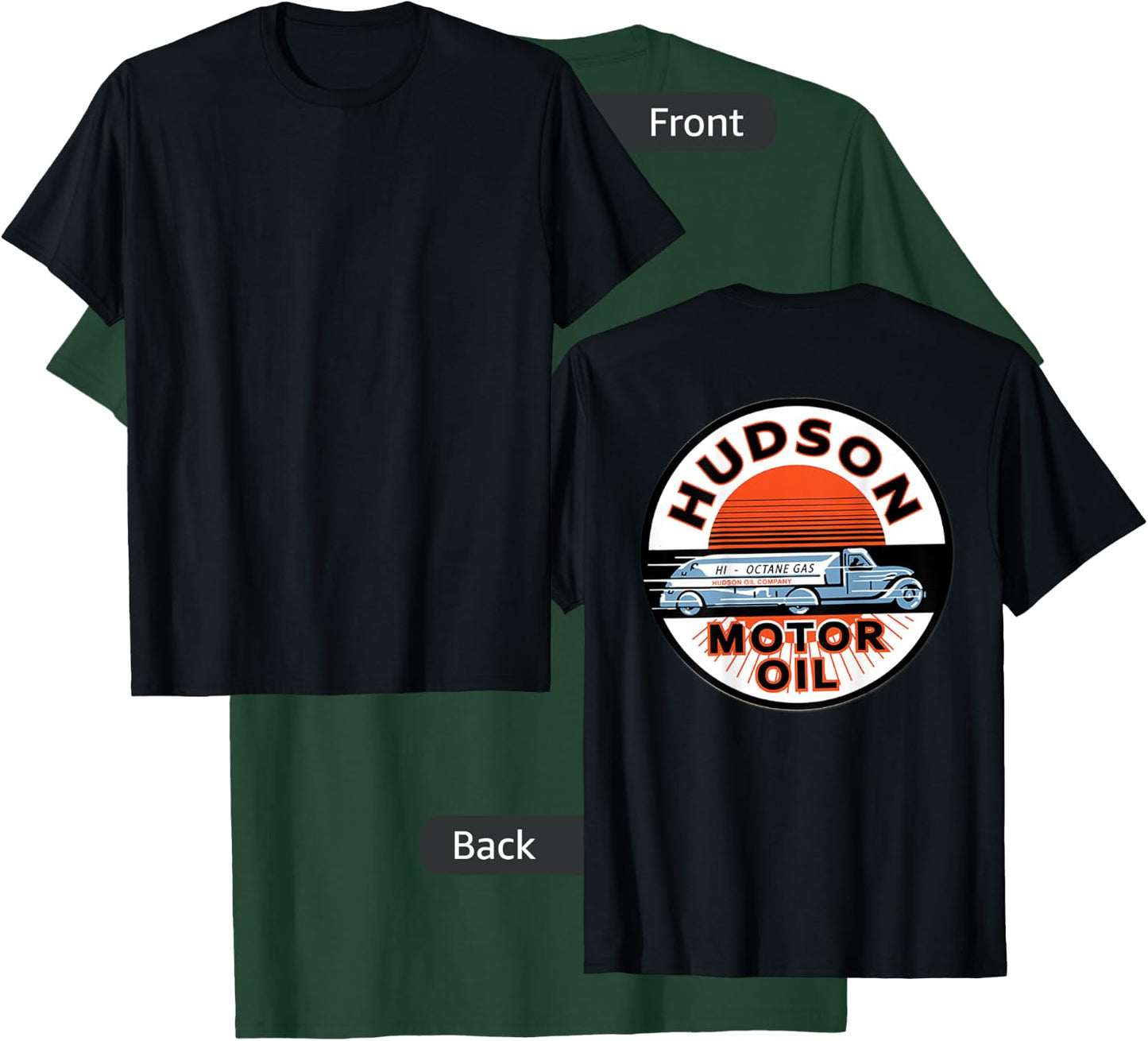 Retro Vintage Gas Station Hudson Motor Oil Car Bikes Garage T-Shirt - T-Shirt | Forest