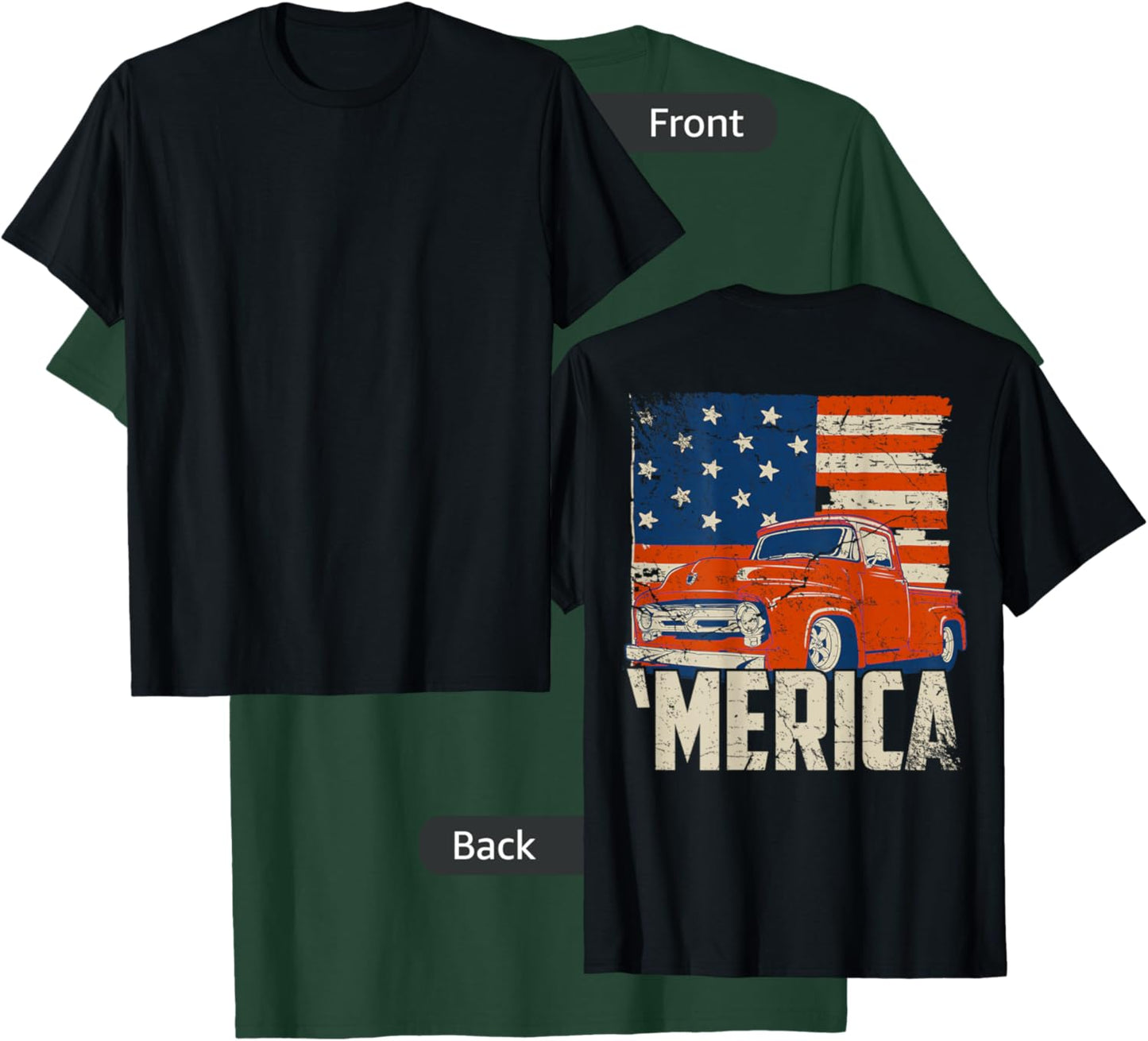 1953 Pickup truck and flag 'Merica shirt Classic truck T-Shirt - T-Shirt | Forest