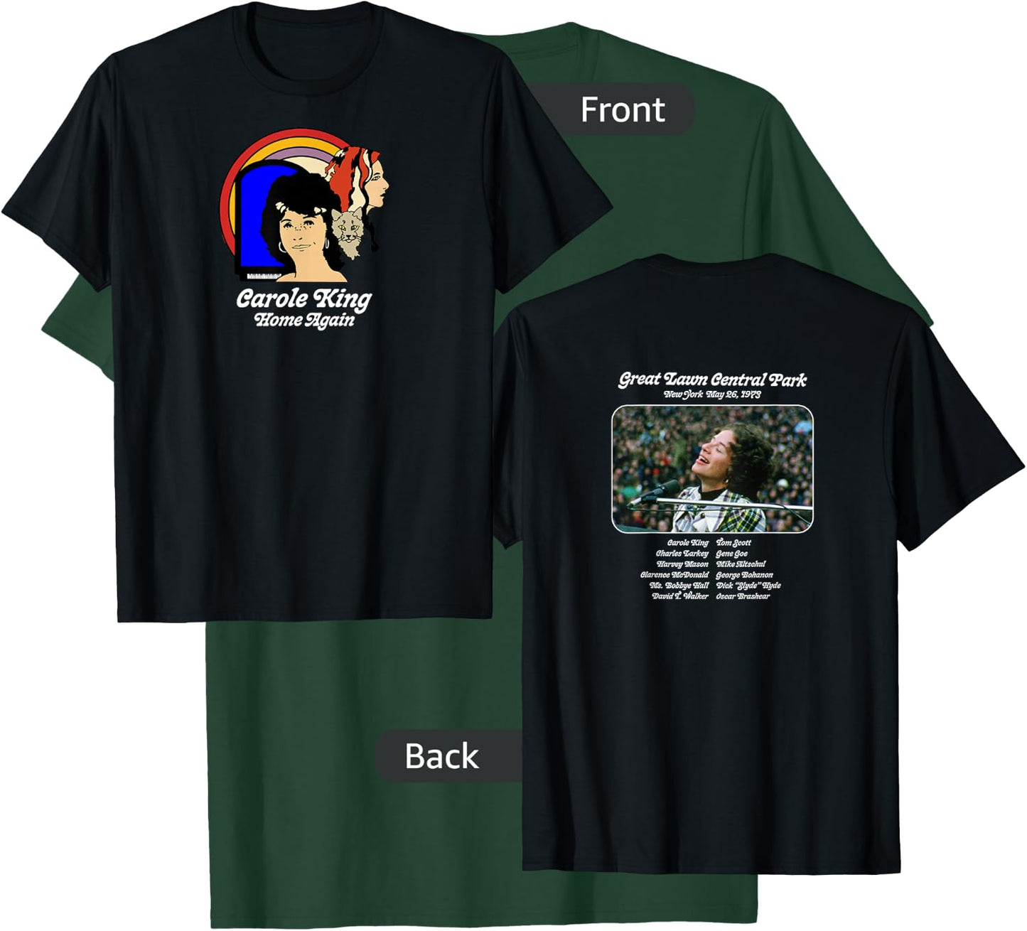 Carole King Home Again Tour 1973 Black T-Shirt - T-Shirt | Forest
