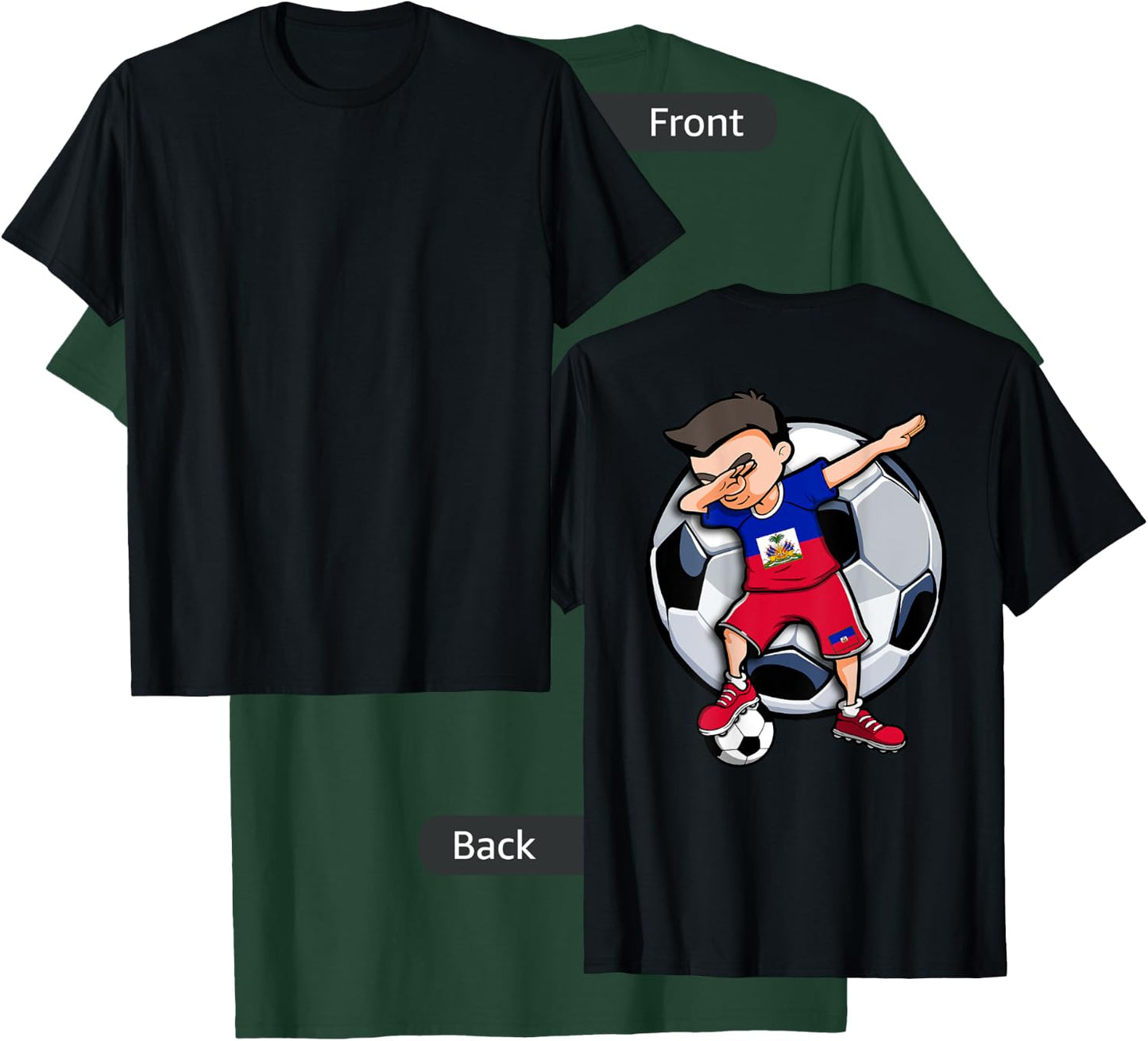 Dabbing Soccer Boy Haiti Football Fans Jersey Haitian Flag T-Shirt - T-Shirt | Forest