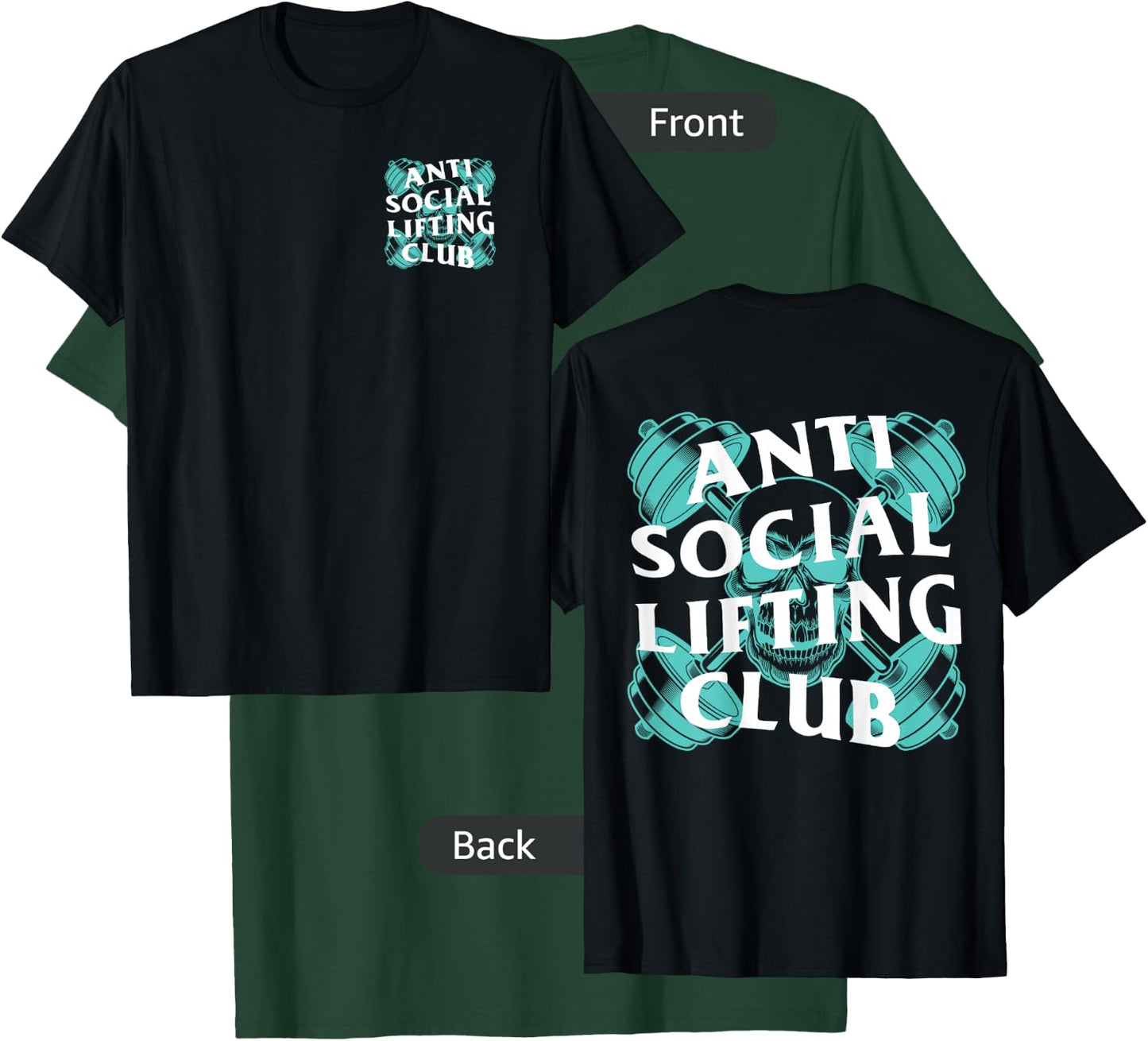 Anti Social Lifting Club: Barbells Crossed Skull (Mint) T-Shirt - T-Shirt | Forest