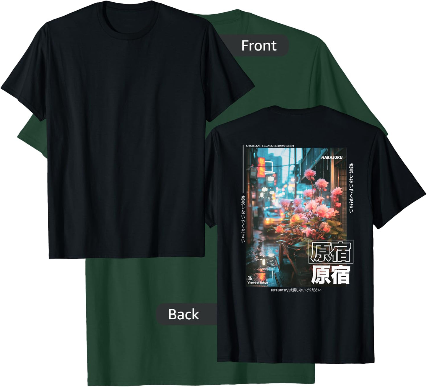 Japanese Streetwear Retro Aesthetic Harajuku BACK PRINT T-Shirt - T-Shirt | Forest