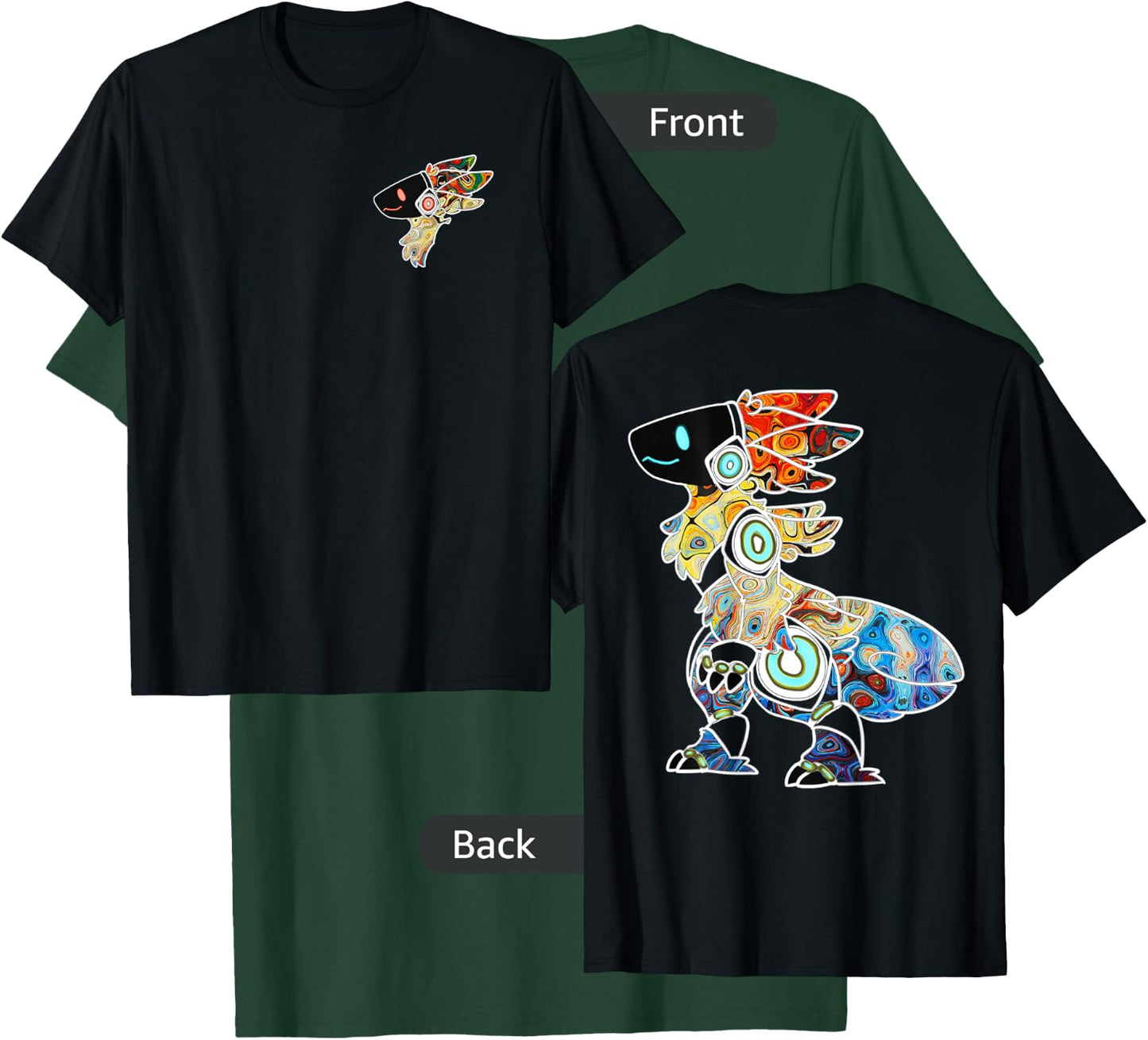 Protogen Fursuit Rainbow Swirl Furry Fursona Front and Back T-Shirt - T-Shirt | Forest