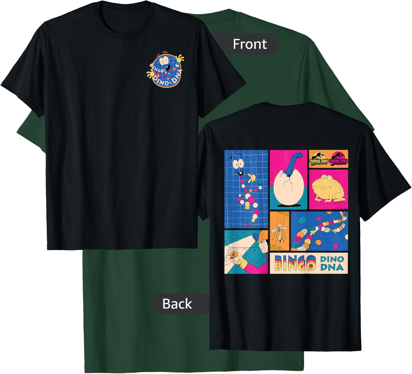 Jurassic Park 30th Anniversary Bingo Dino DNA Retro T-Shirt - T-Shirt | Forest