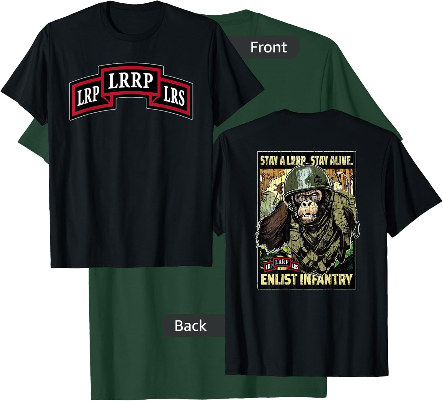 American Marauder: Stay a LRRP Front and Back Infantry T-Shirt - T-Shirt | Forest