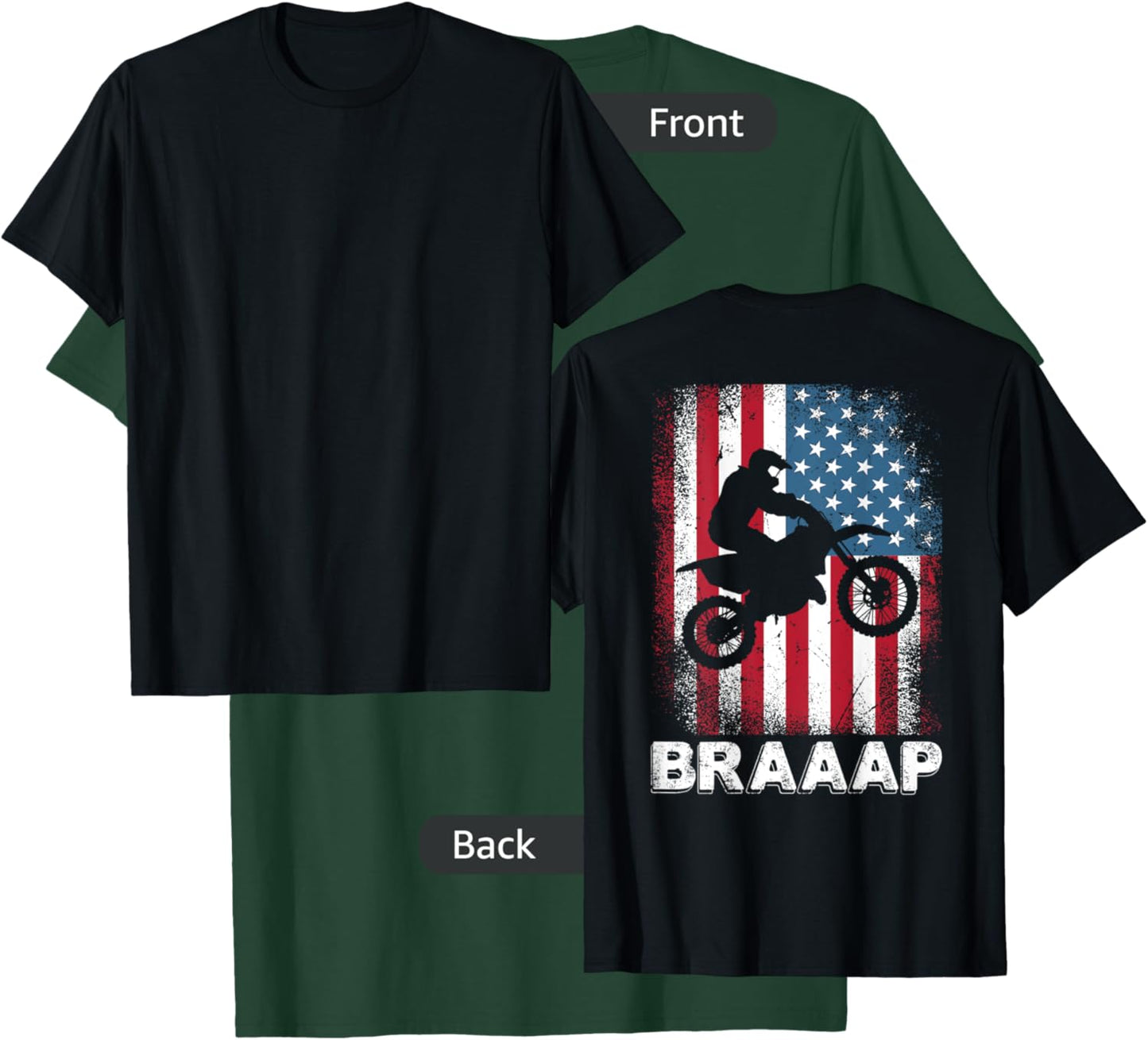 Vintage Motocross Dirt Bike Motorcycle USA American Flag T-Shirt - T-Shirt | Forest