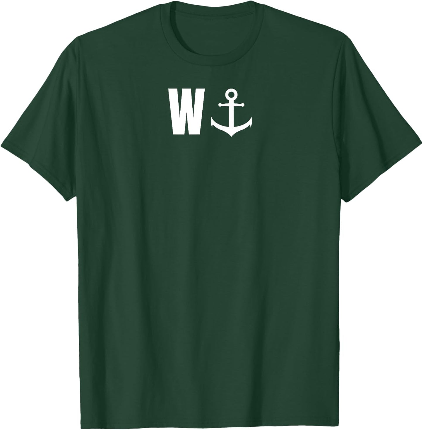 W with anchor, funny anchor, sailor, boat T-Shirt - T-Shirt | Forest