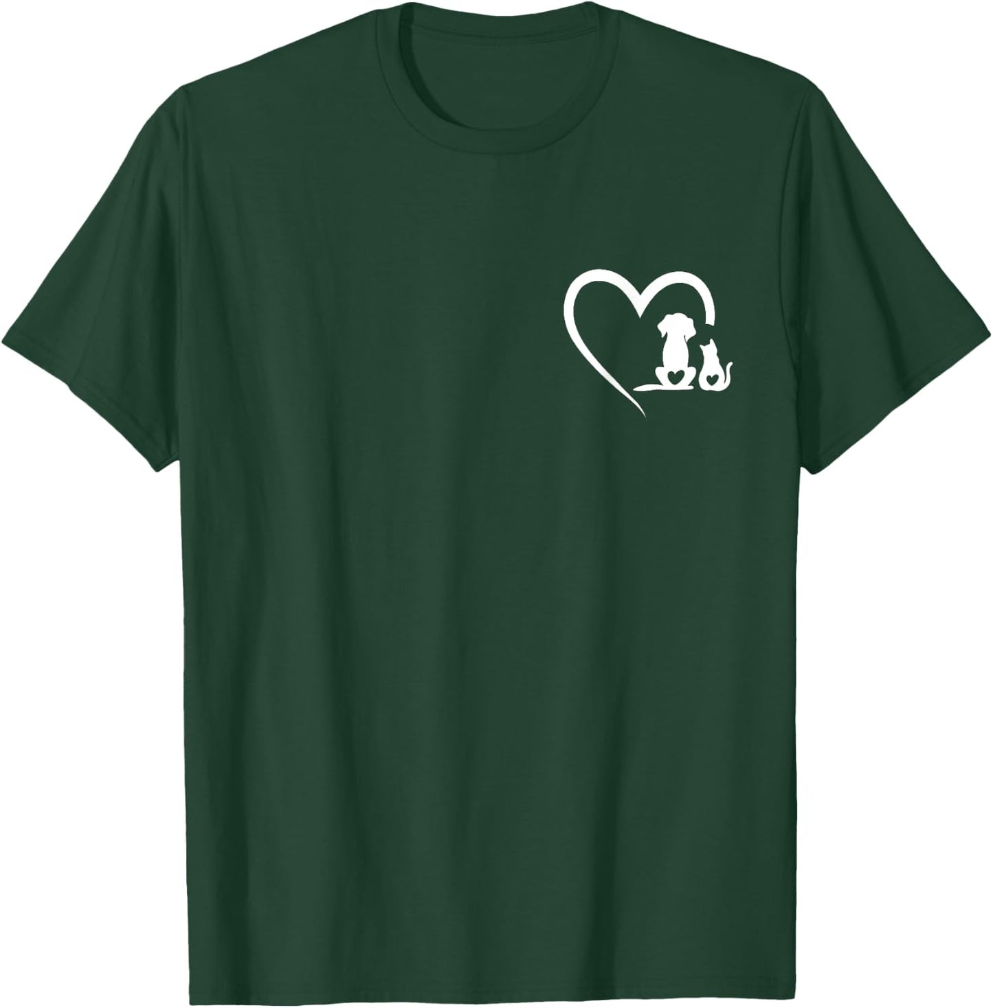 Dog Puppy and Baby Cat Heart Animal Dog & Cat Heart Men Women Girls Kids T-Shirt - T-Shirt | Forest