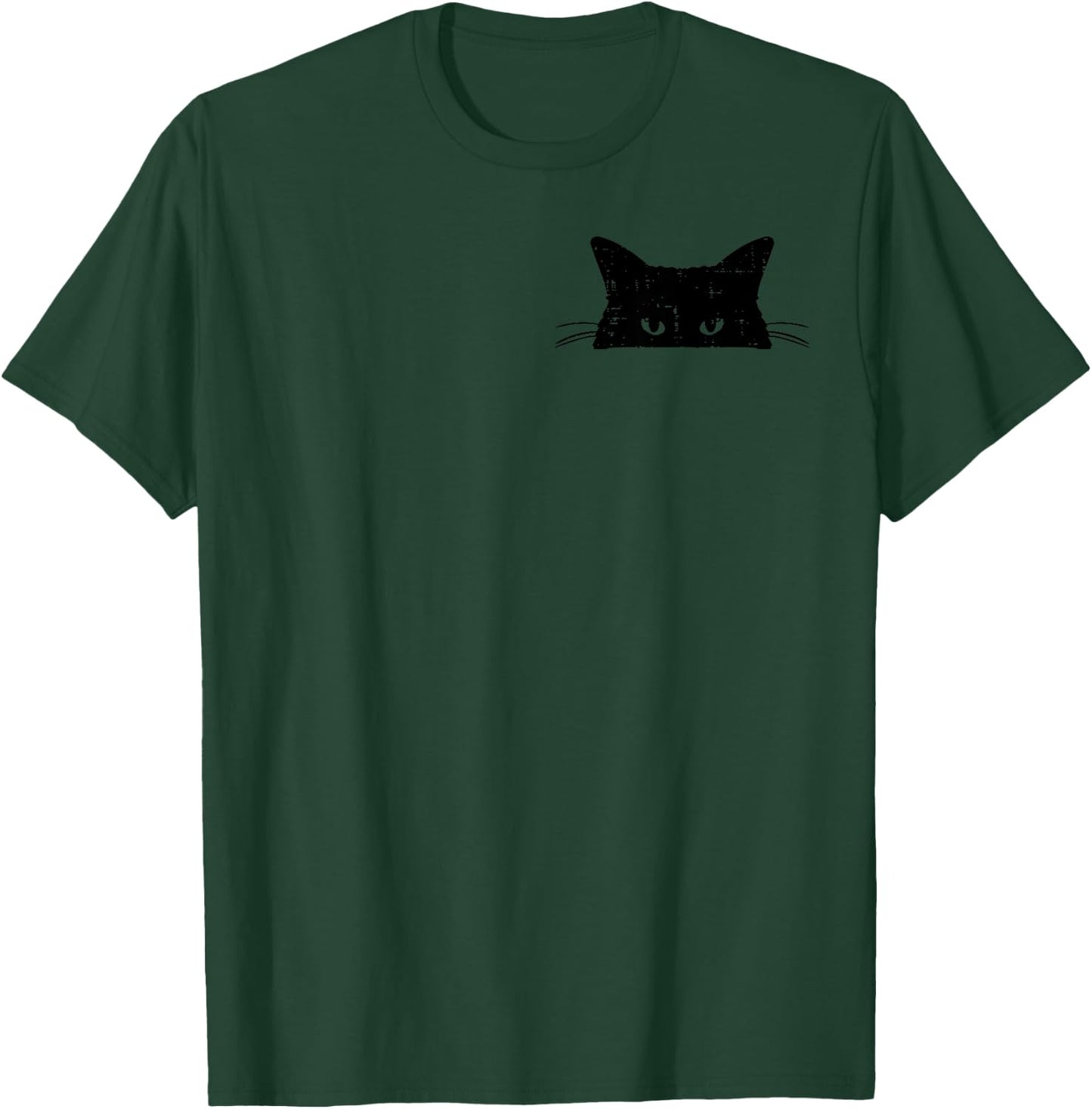 Peeking Black Cat Pocket Cute Men Women Kids Boys Girls T-Shirt - T-Shirt | Forest