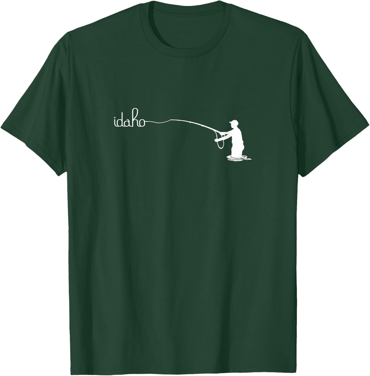 Fly Fish Idaho With White Text Trout Fishing T-Shirt - T-Shirt | Forest
