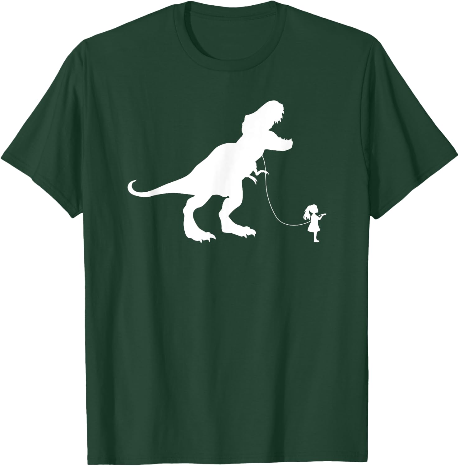 Funny TRex Pet Dinosaur Meme | Girl Walking TREX on a Leash T-Shirt - T-Shirt | Forest