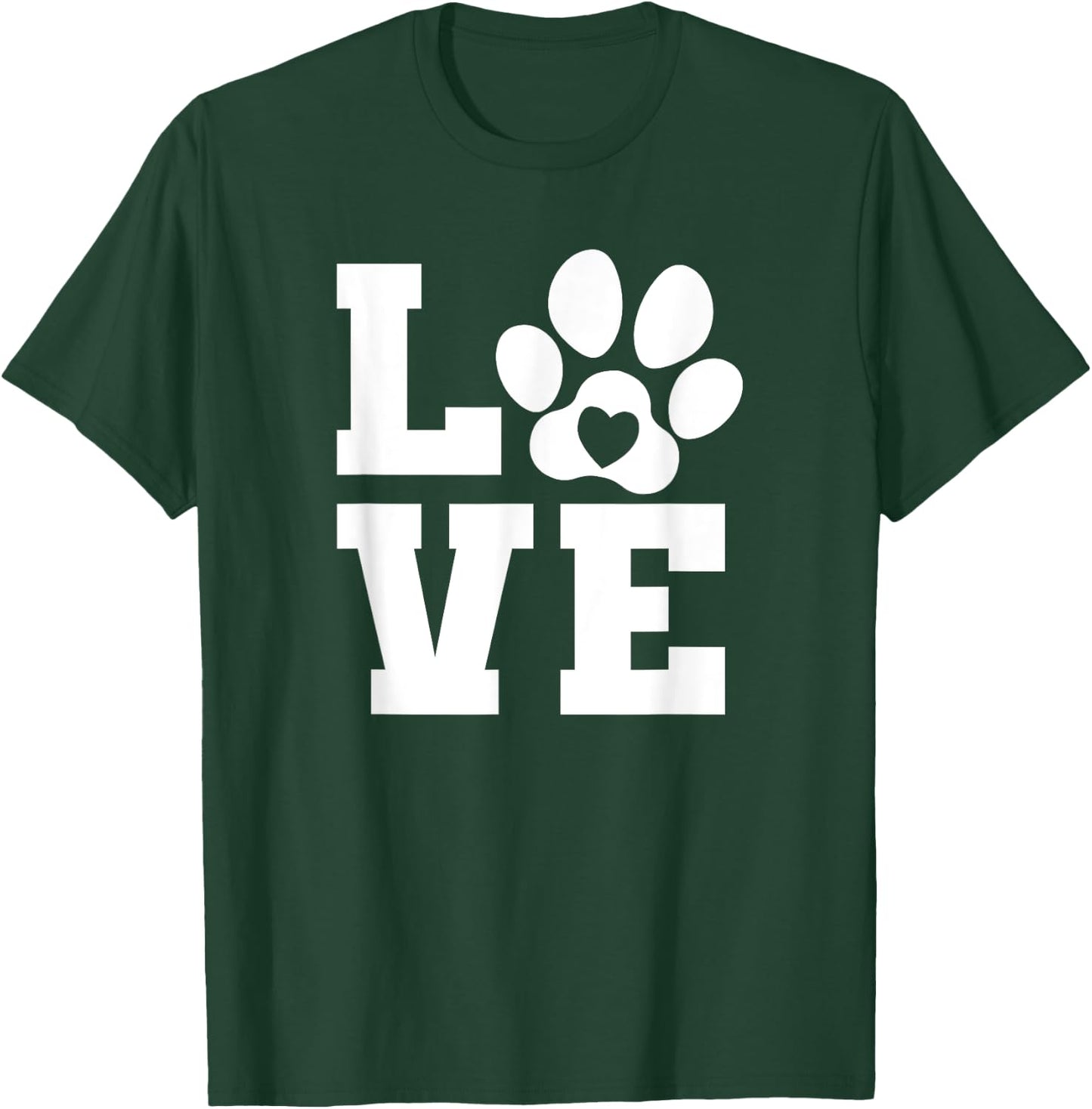 Love Pets Dog Cat Paw Lover Pet Owner Women Girls Funny Cute T-Shirt - T-Shirt | Forest