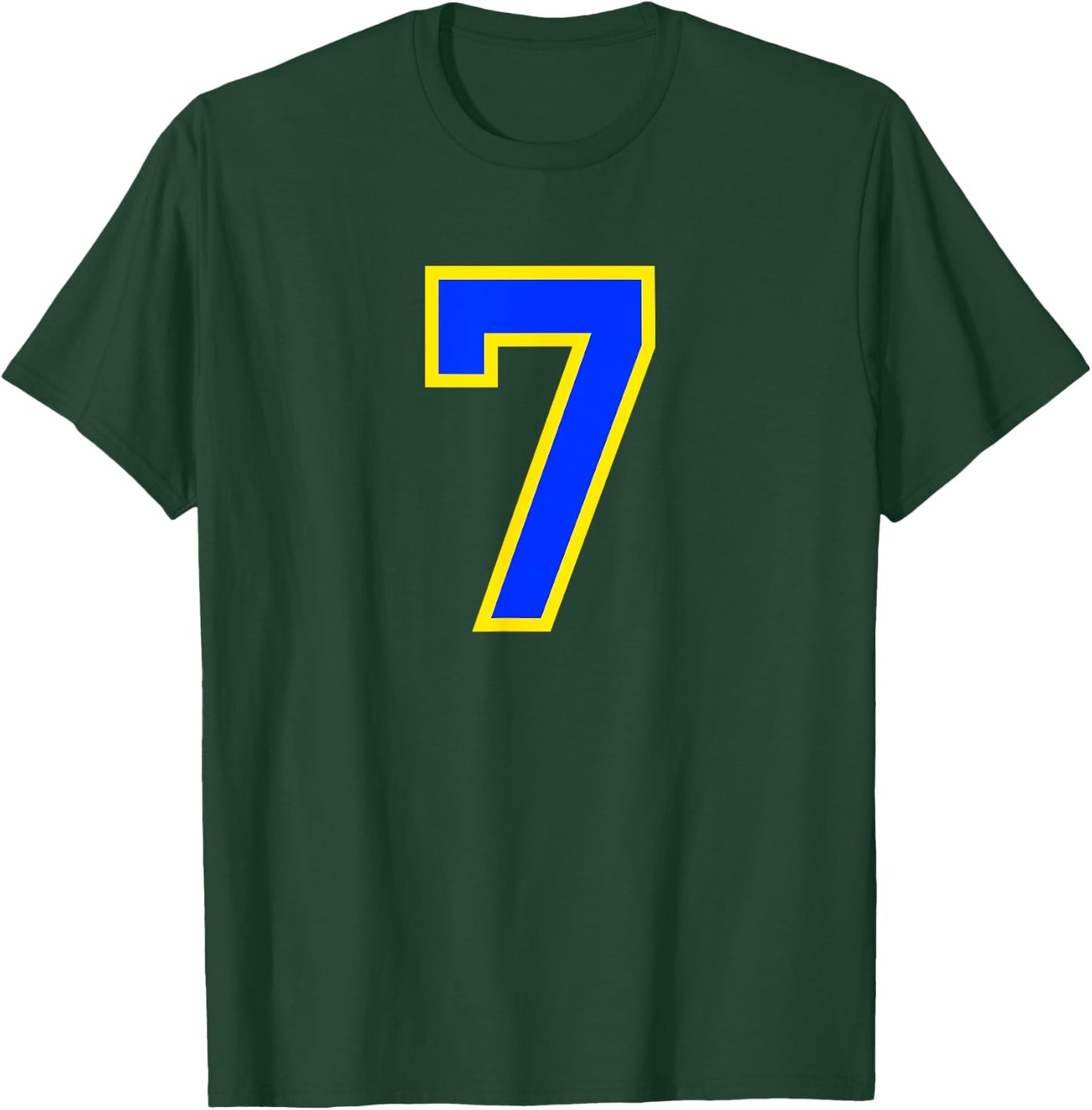 Number #7 Sport Blue Yellow Number T-Shirt - T-Shirt | Forest