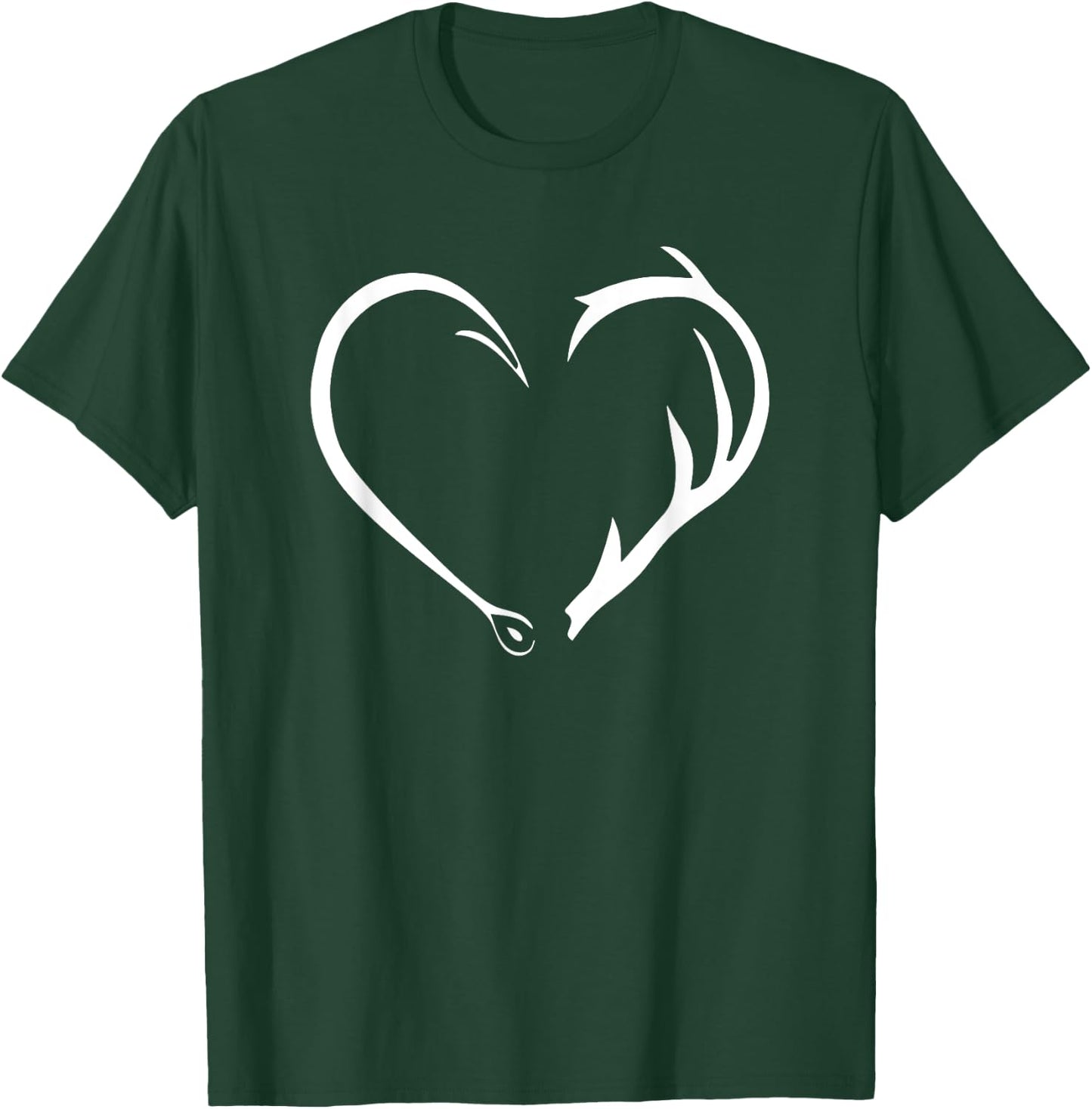 Hunter Antler Fishing Hooks & Shed T-Shirt - T-Shirt | Forest
