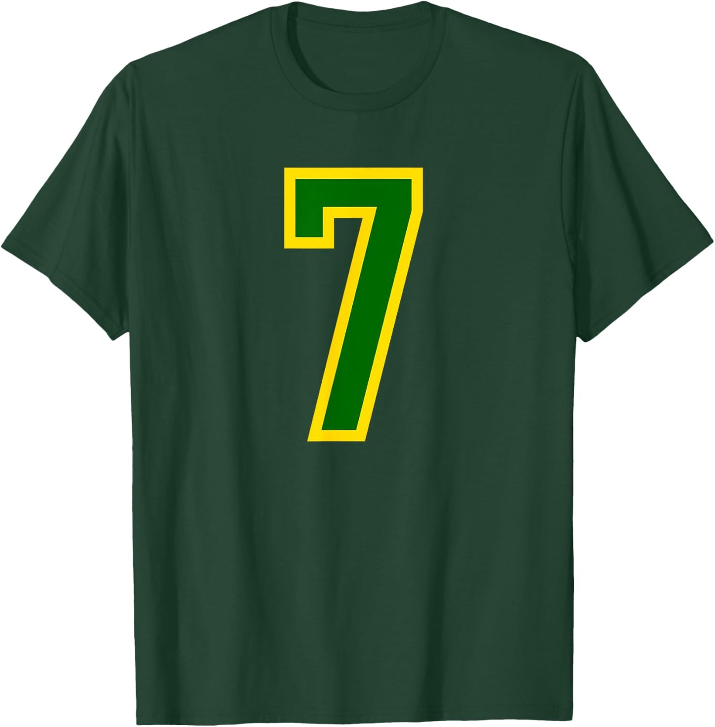 Number #7 Green Yellow Sport Number 7 T-Shirt - T-Shirt | Forest