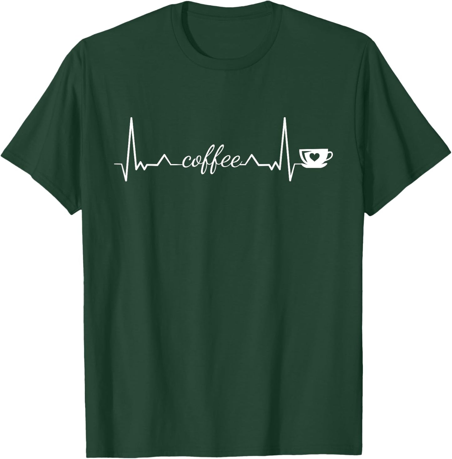 Coffee Heartbeat Coffee Cup Lifeline Caffeine Lovers T-Shirt - T-Shirt | Forest