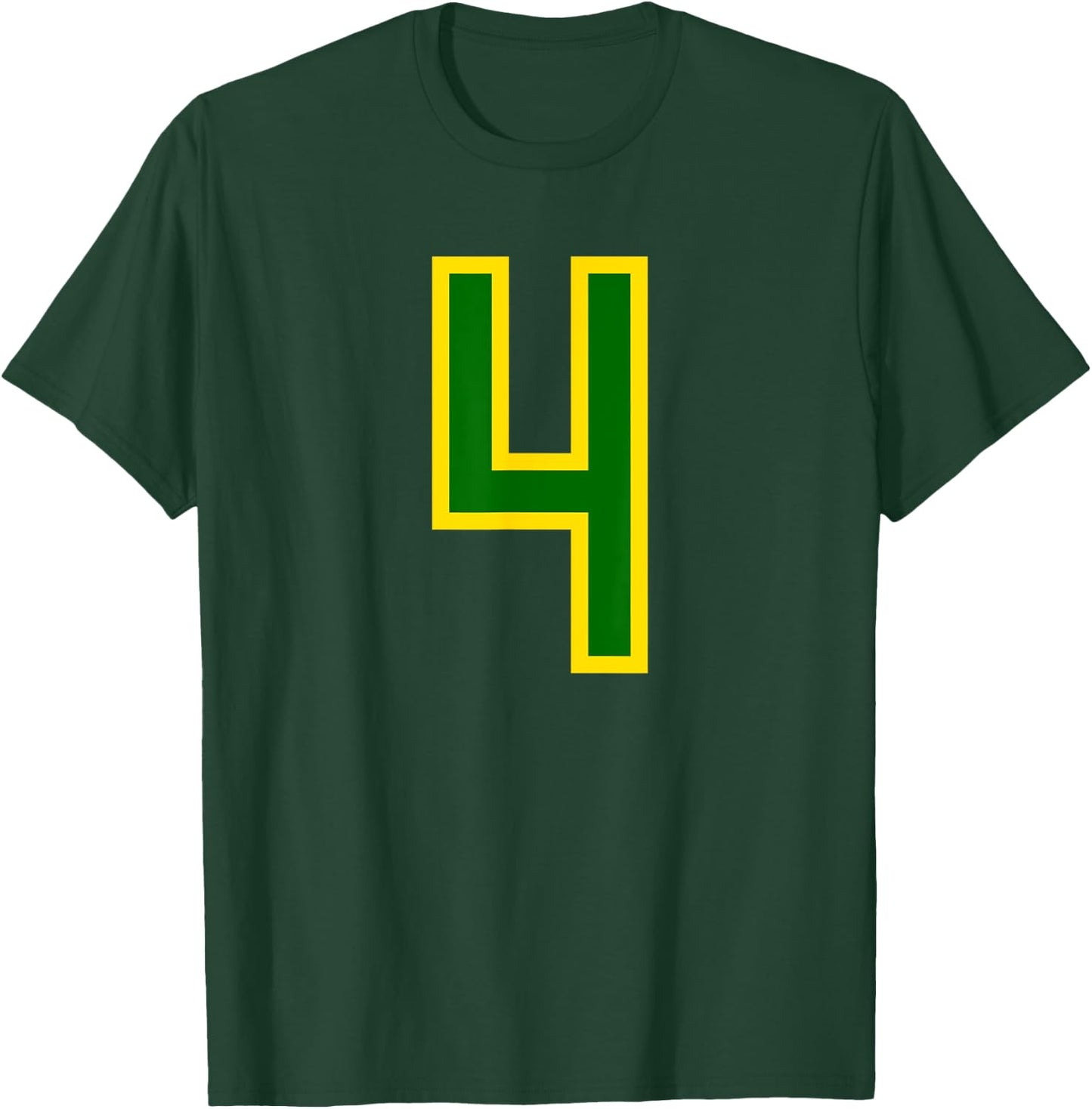 Number #4 Green Yellow Sport Number 4 T-Shirt - T-Shirt | Forest