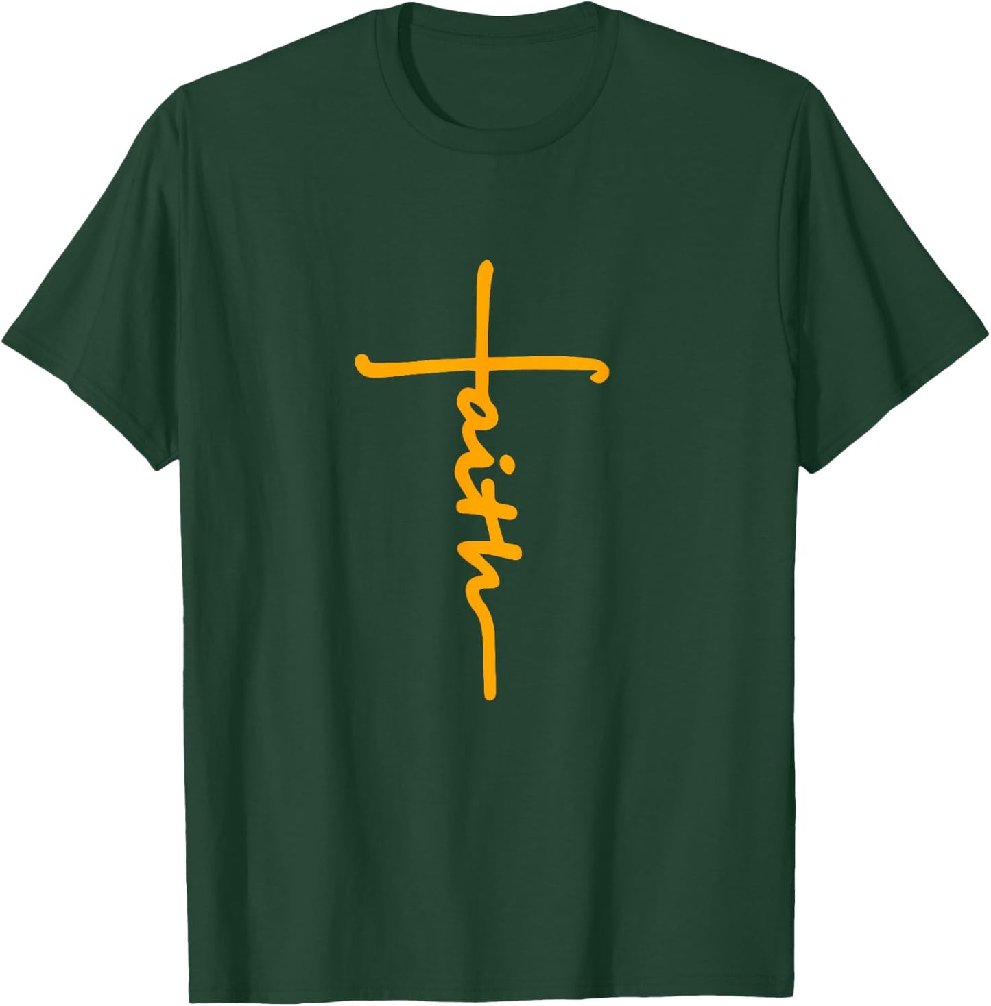Christian Faith Cross Orange Believers Christians Religious T-Shirt - T-Shirt | Forest