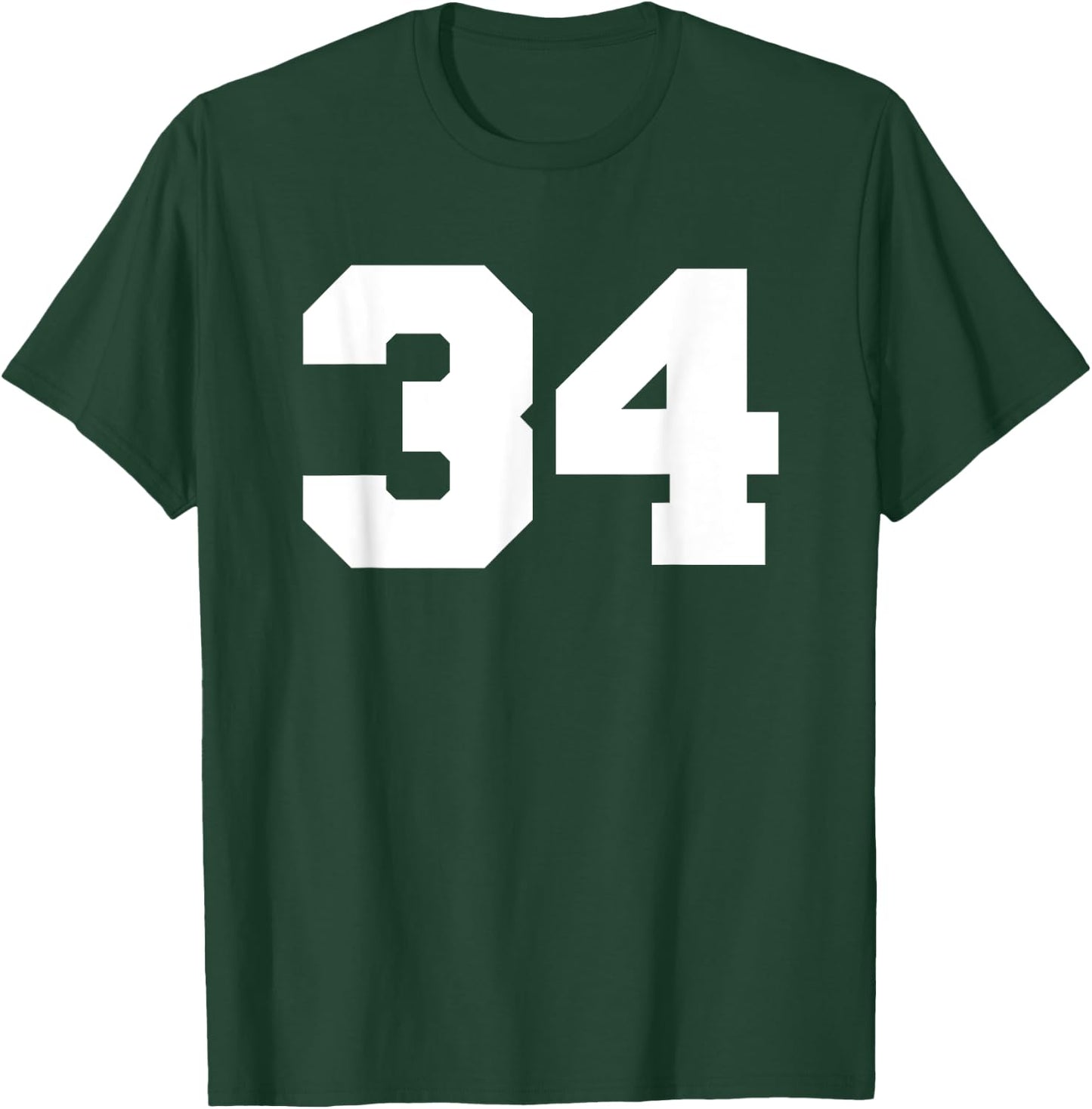 Number 34 Sports Jersey Player #34 Fan FRONT PRINT Varsity T-Shirt - T-Shirt | Forest