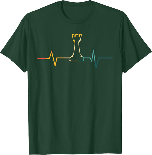 Rook Castle Chess Piece Heatbeat EKG, Chess Lover T-Shirt - T-Shirt | Forest