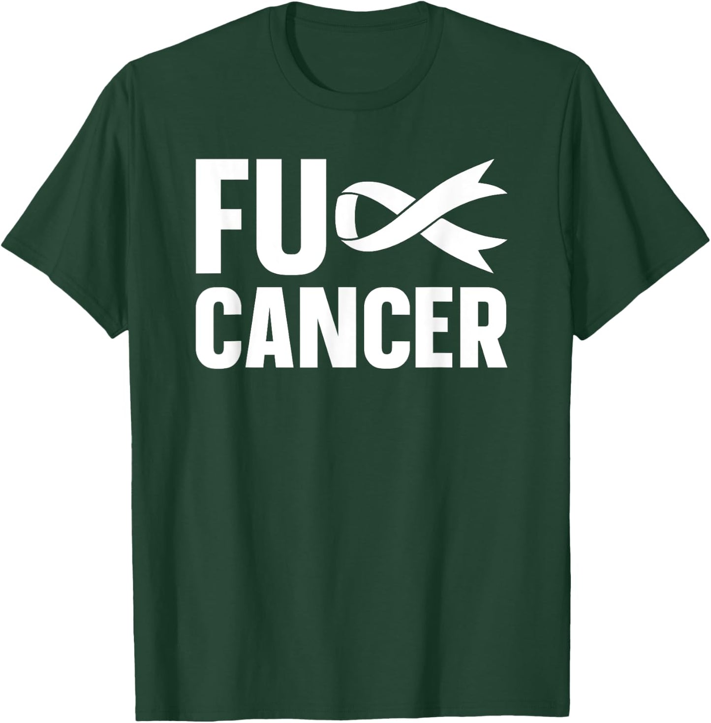 FUCK CANCER Lung Cancer Awareness White Ribbon T-Shirt - T-Shirt | Forest