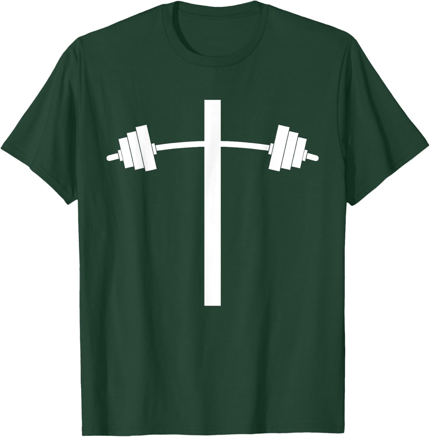 Barbell Dumbbell Cross Christian Jesus Gym Workout Lifting T-Shirt - T-Shirt | Forest