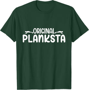 Original Planksta Planster Funny Planks Pilates Workout T-Shirt - T-Shirt | Forest