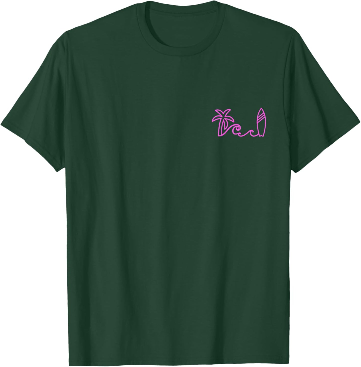 Surf Palm Tree Wave Surfboard Surfing Beach Surfer T-Shirt - T-Shirt | Forest