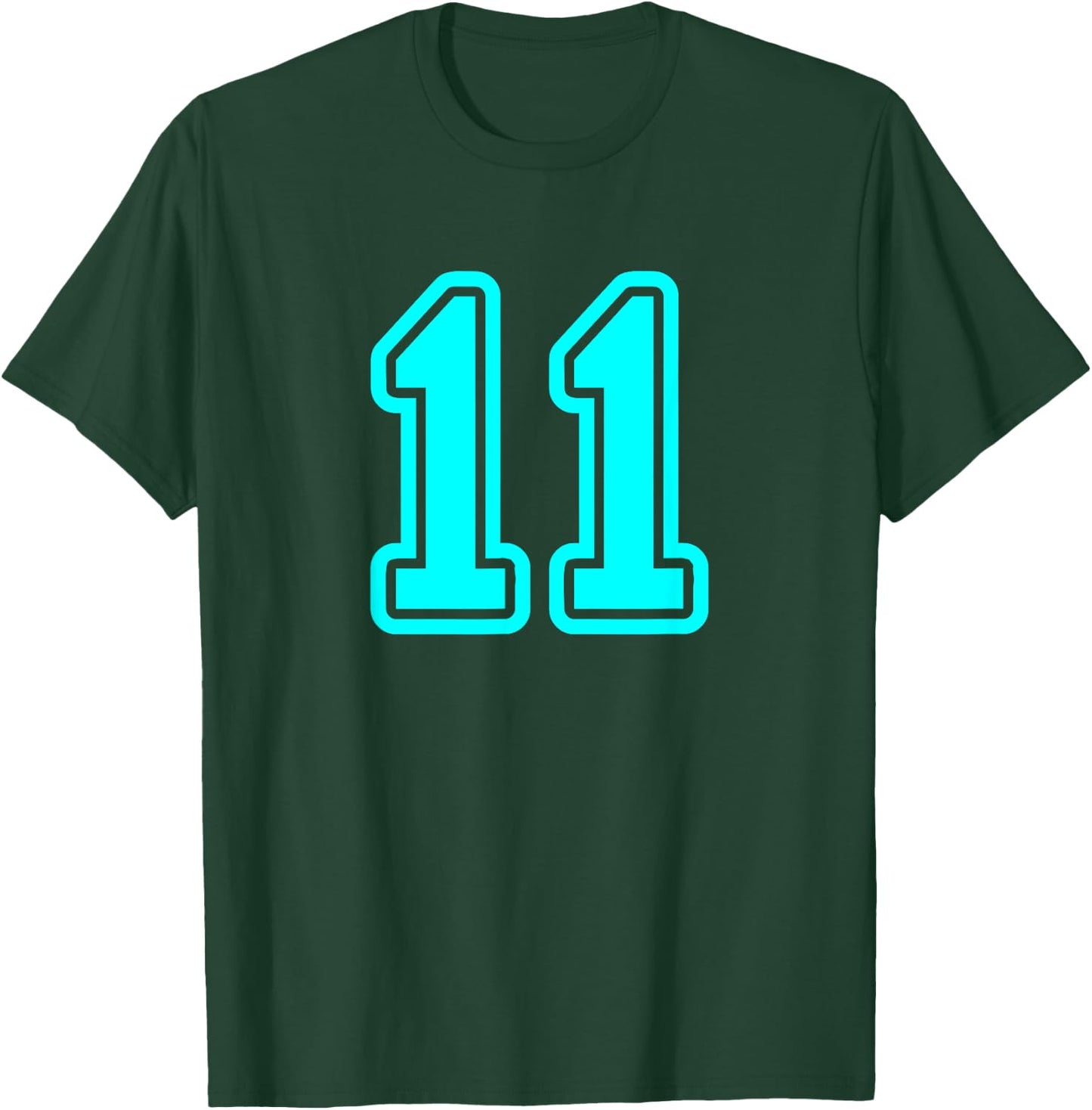 Number #11 Cyan Sport Varsity Number 11 T-Shirt - T-Shirt | Forest