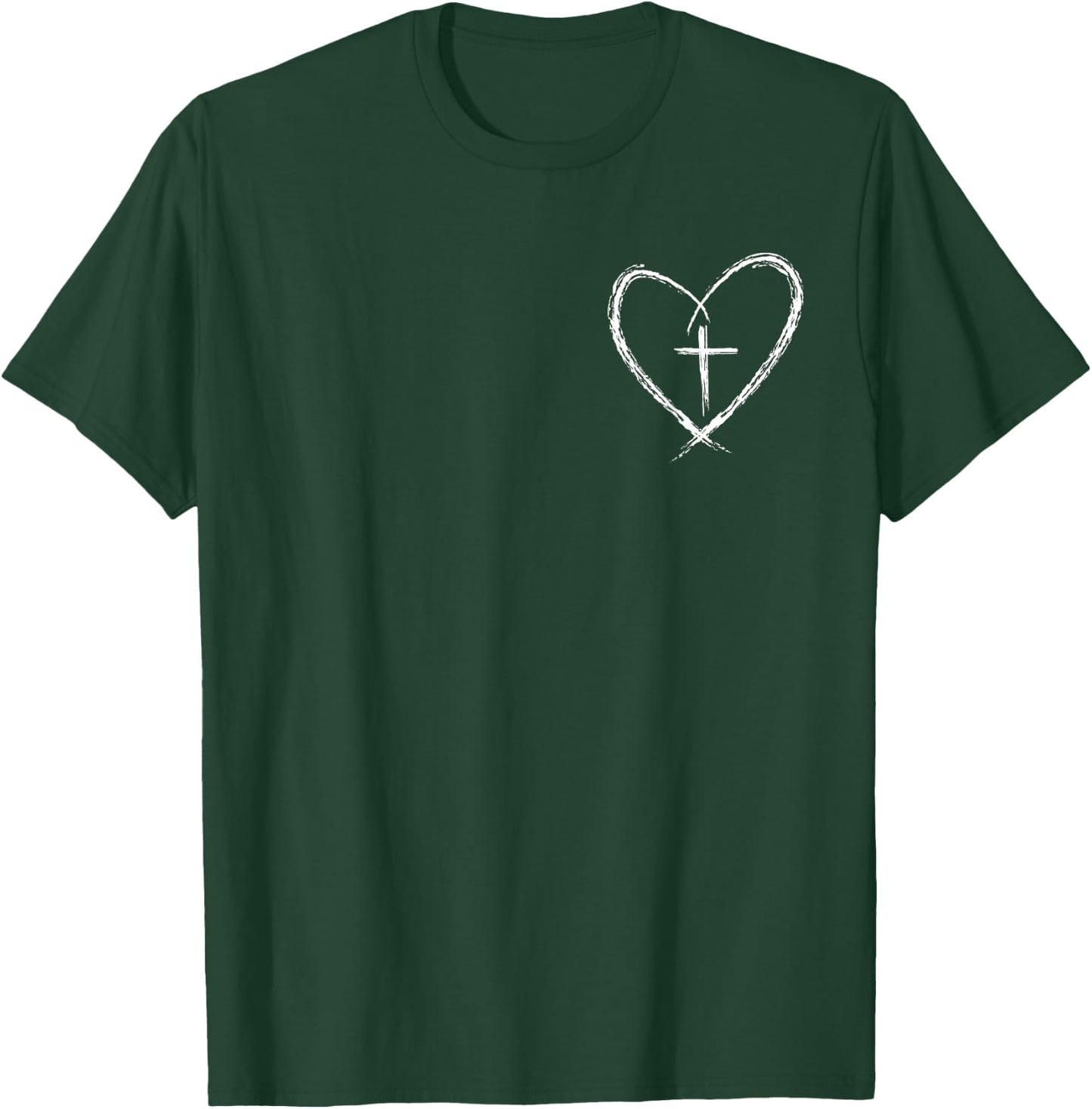 Stylish Cross In Heart Christian Minimalist Jesus Christ T-Shirt - T-Shirt | Forest