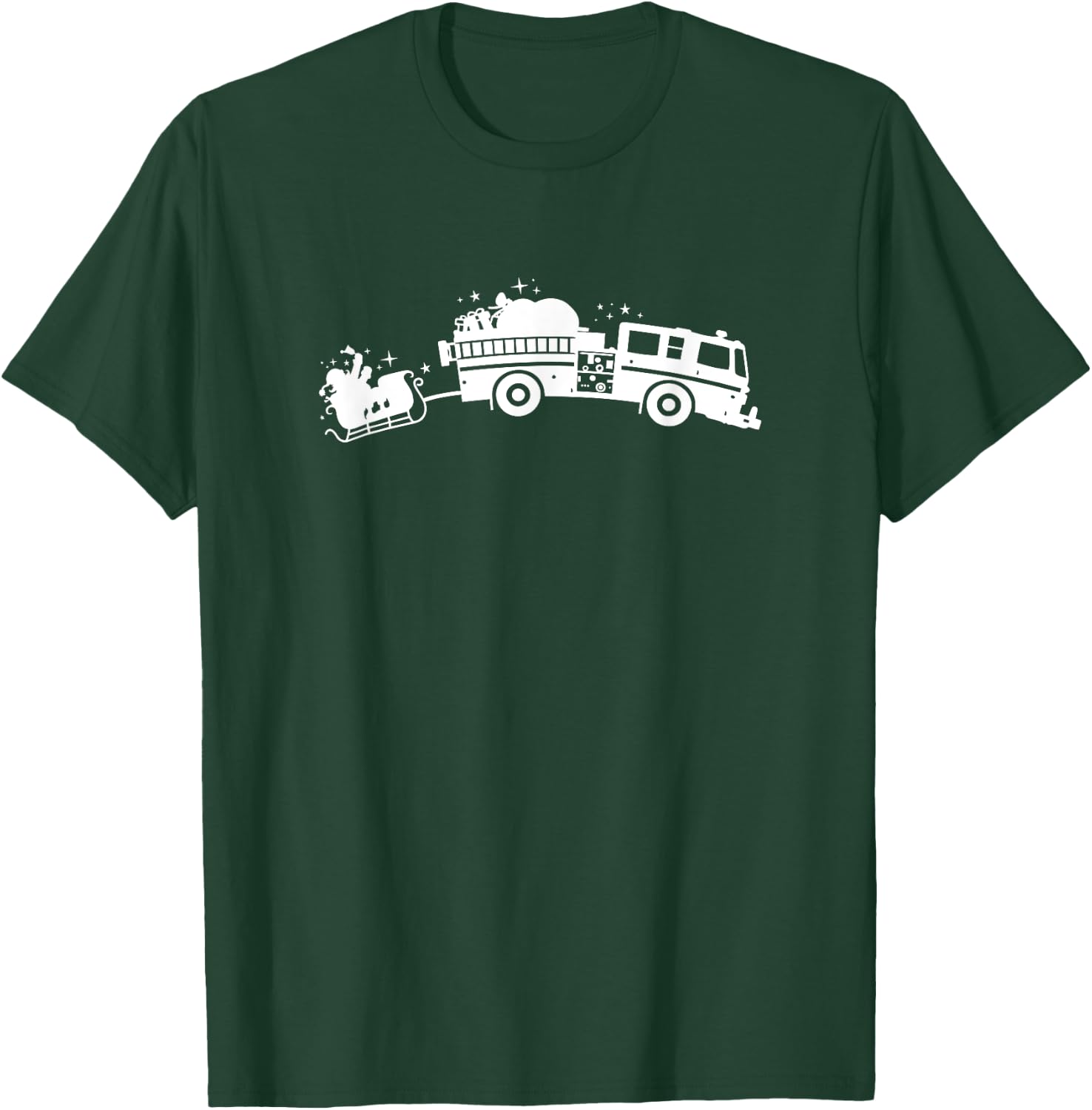 Fire Engine Santa Claus Fireman Christmas T-Shirt - T-Shirt | Forest