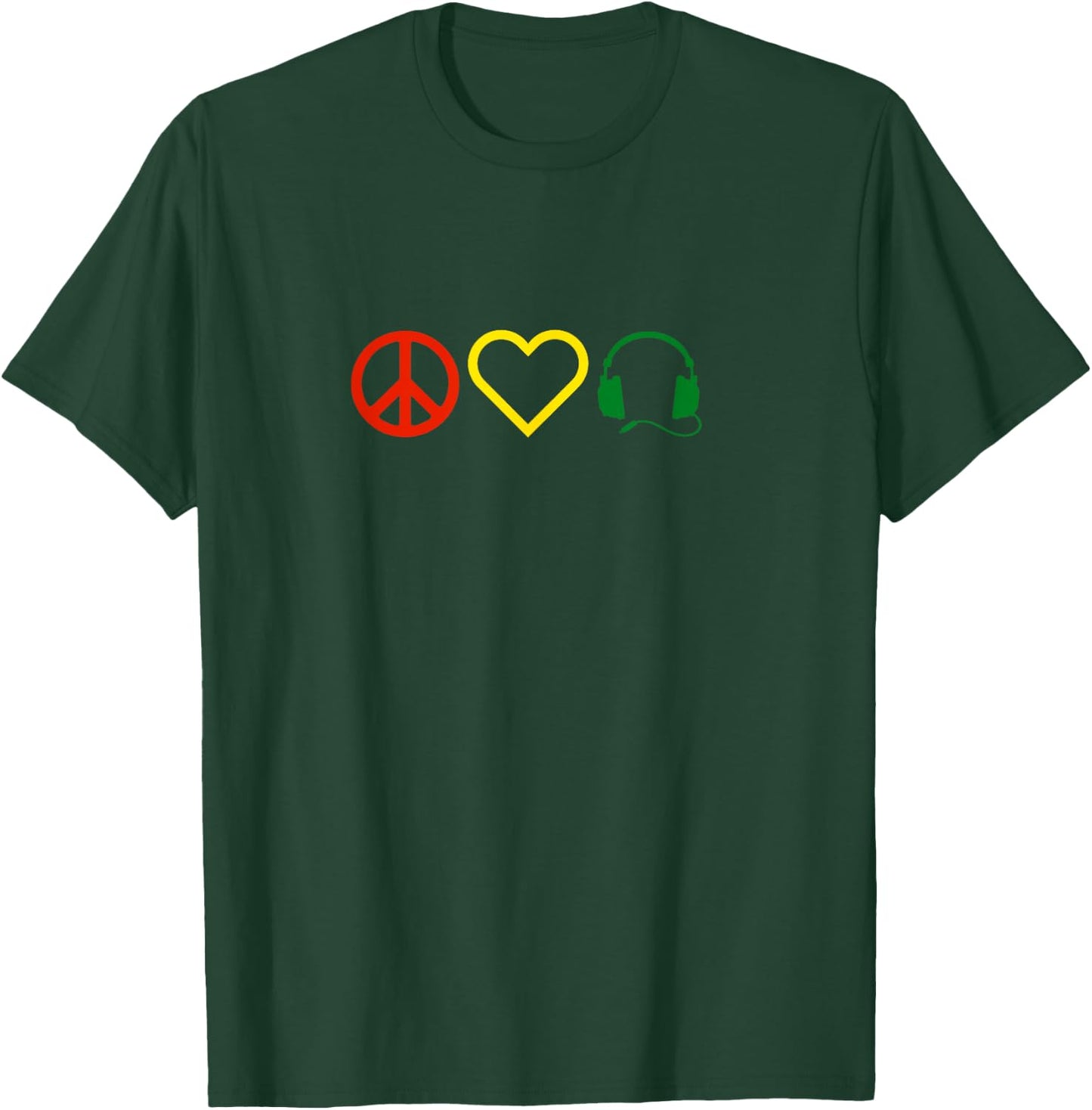 Peace Love Music Reggae Logo T-Shirt - T-Shirt | Forest