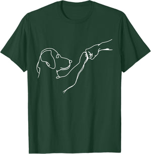 Dog And People Punch Hand Dog Man Friendship Bump Dogs Paw T-Shirt - T-Shirt | Forest