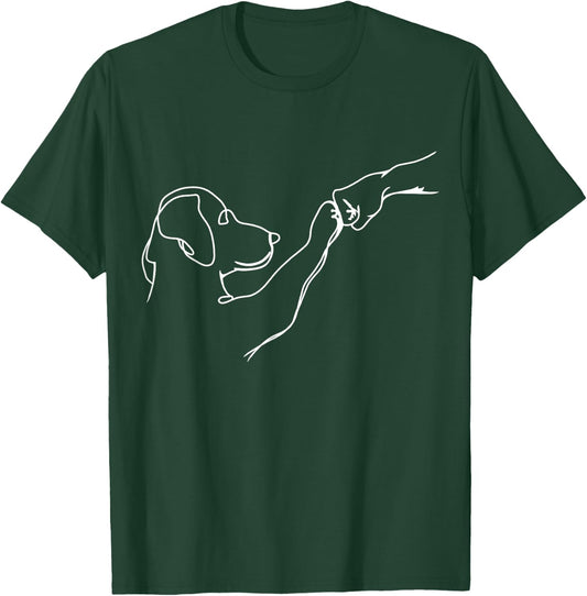 Dog And People Punch Hand Dog Man Friendship Bump Dogs Paw T-Shirt - T-Shirt | Forest