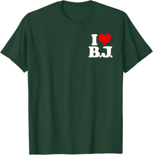 I Love Bj I Heart B.j. Name Initials Monogram T-Shirt - T-Shirt | Forest
